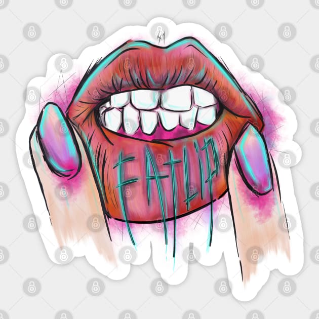 Fat Lip Sticker by Popunk Pizza